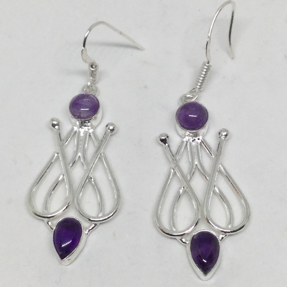 Amethyst Silver Earrings - Picture 1 of 1